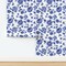 Simple Blue Flower Traditional Vintage Flowers And White Chintz Traditional Wallpaper by Spoonflower Non-Pasted Wallpaper 2FT Wide